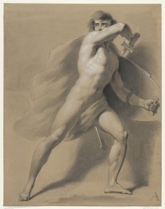 Homme nu debout, en guerrier