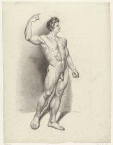 Homme nu debout, vers la droite