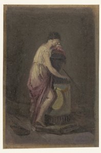 Femme debout en deuil près d