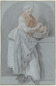 Femme debout avec un panier