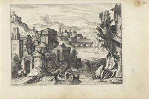 Ville sur une rivière - Anonymous