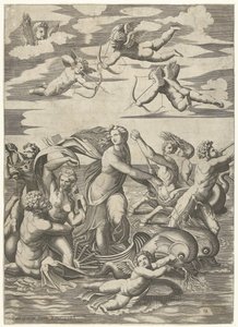 Triomphe de Galatée avec tritons et néréides et putti - Anonymous