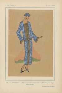Très Parisien, 1923, No 10: 15.- PASSEREAU. - Robe en satin damassé