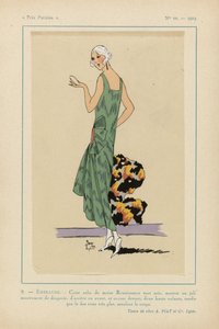 Très Parisien, 1923, No 10: EMERAUDE. - Cette robe de moire Renaissance - Anonymous