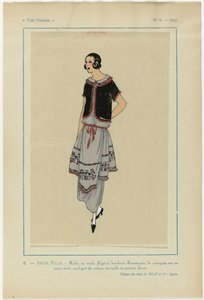 Très Parisien, 1923, No 6: 8. JEUNE FILLE. - Robe en voile Algéria...