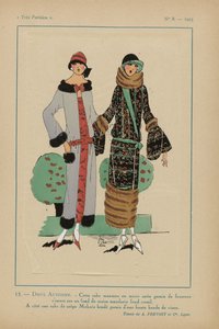 Très Parisien, 1923, No 8: 13.- DOUX AUTOMNE. - Cette robe manteau... - Anonymous