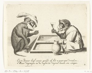 Deux singes jouant au trictrac
