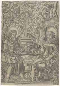 Deux saints près du Christ comme Fons Vitae