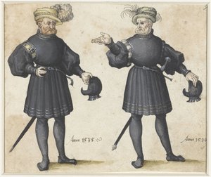 Deux serviteurs en vêtements noirs