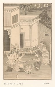 Deux femmes offrant des fruits à Brahma