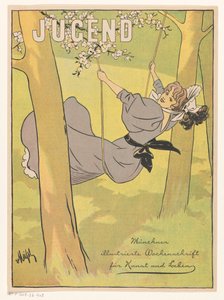 Femme sur une balançoire entre deux arbres