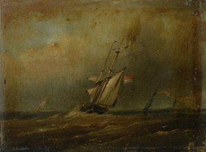 Mer agitée avec des voiliers - Anonymous