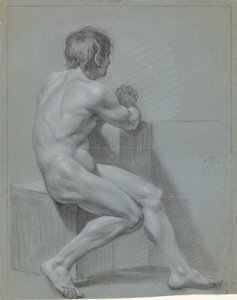 Homme nu assis, vers la droite