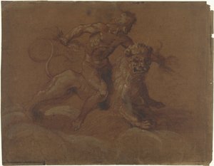 Jupiter assis sur un lion, sur des nuages - Anonymous