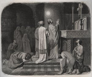 Un globe de feu apparaît au-dessus de SAINT MARTIN évêque de Tours (316-397) pendant qu