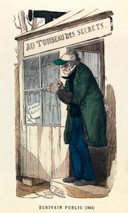 Un écrivain public en 1840 à Paris, gravure - Anonymous Anonymous