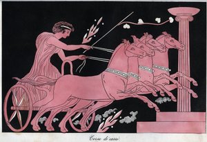 Grèce antique - Une course de chars - gravure de "Usi e Costumi di Tutti i Popoli dell