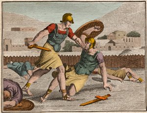 Bataille des Horaces et des Curiaces - Bataille entre les Horatii et les Curiatii - Gravure de « Le Rollin de la Jeunesse ou Pièces Choisies des Histoires Anciennes et Romaines » 1816 - Collection privée - Anonymous Anonymous