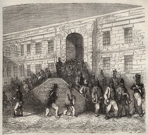 Bagne de Brest au XIXe siècle. Gravure dans « Histoire des bagnes depuis leur création à nos jours » (1877) par Pierre Zaccone (1817-1895). Collection privée