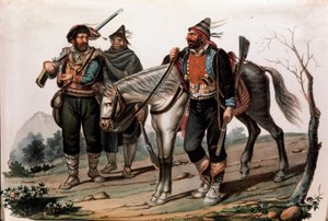 Brigandage en Calabre, Italie. Gravure du 19ème siècle Collection privée