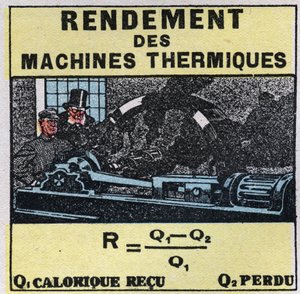 Calorimétrie : efficacité des machines thermiques. Illustration anonyme de 1925. Collection privée. - Anonymous Anonymous