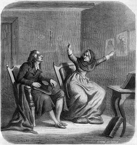 Catherine Théot (1716-1794) mystique et visionnaire française avec Antoine Christophe Gerle, dit Dom Gerle (1736-1801) - Gravure dans « Histoire des Girondins » par Alphonse de Lamartine (1790-1869) 1865-1866 - Collection privée
