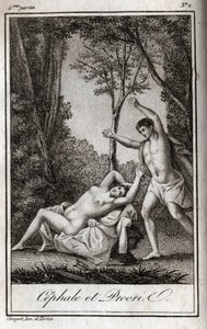 Cephale et Procris. Gravure de 1819 dans « Lettres à Emilie sur la mythologie » de Charles Albert Demoustier (1760-1801). Collection privée. - Anonymous Anonymous