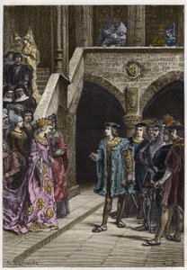 Charles VIII et Anne de Bretagne - Rencontre entre le roi Charles VIII et la reine Anne de Bretagne - gravure de "L