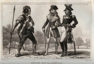 Costumes sous la Convention. Gravure de 1859 dans « Le Monde. Histoire de tous les peuples depuis les temps les plus reculés jusqu