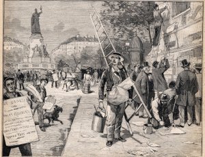 Affichage pendant la période électorale en France. Gravure dans "Le Petit Parisien" le 20/08/1893 - Anonymous Anonymous