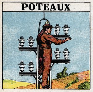 Tuyaux électriques : poteaux électriques. Illustration anonyme de 1925. Collection privée. - Anonymous Anonymous