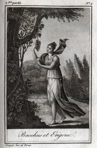 Érigo et Bacchus, gravure de 1819 dans « Lettres à Émilie sur la mythologie » par Charles Albert Demoustier (1760-1801). Collection privée