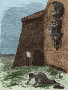 Évasion du bagne de Rochefort au XIXème siècle. Gravure dans « Histoire des bagnes depuis leur création à nos jours » (1877) par Pierre Zaccone. Collection privée. - Anonymous Anonymous
