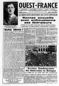 Premier numéro de Ouest-France du 7 août 1944: La Libération dans l