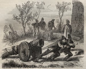 Forçats bûcherons au bagne de Toulon au XIXe siècle. Gravure dans "Histoire des bagnes depuis leur création à nos jours" (1877) par Pierre Zaccone (1817-1895). Collection privée. - Anonymous Anonymous