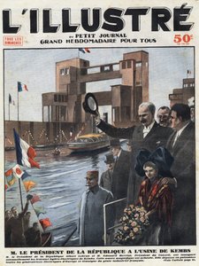 Industrie française : Albert Lebrun (1871-1950), président de la République et Edouard Herriot (1872-1957), président du conseil ont inauguré la centrale hydroélectrique de Kembs dans le Haut-Rhin en Alsace - Anonymous Anonymous