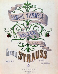 Frontispice de la partition de Sang viennois par Johann Strauss