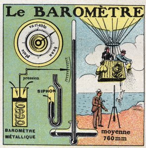 Pression des gaz : le baromètre métallique. Illustration anonyme de 1925. Collection privée.