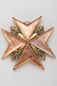 Grand-Duché de Toscane - Ordre de Saint-Étienne: croix de prieur ou bailli - avers - Modèle du 17ème siècle - Bronze doré, cuivre et cristal taillé - D: 9,7 cm; poids: 70 g - Collection privée - Anonymous Anonymous
