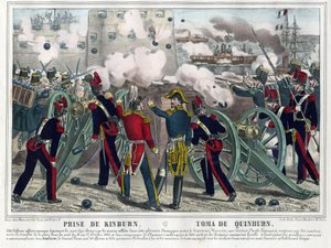 Guerre de Crimée - Bataille de Kinburn (1855) - Bombardement de Kinburn - Anonyme - 1857 - Lithographie, aquarelle - Collection privée