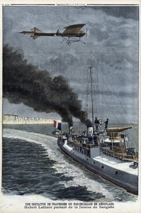 Hubert Latham (1883-1912), aviateur français, quittant Sangatte dans un monoplan 