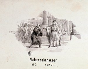 Frontispice illustré de la partition musicale de Nabucco, opéra de Giuseppe Verdi - Anonymous Anonymous