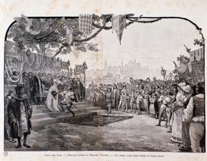 Illustration pour la dernière scène des Maîtres chanteurs de Nuremberg de Wagner, pour la représentation au Teatro alla Scala