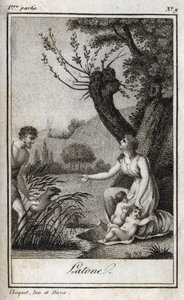 Léto, Létoné, Latone, Gravure de 1819 dans "Lettres à Emilie sur la mythologie" par Charles Albert Demoustier (1760-1801). Collection privée.