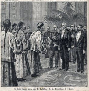 Li Hongzhang reçu par le président de la République Félix Faure (1841-1899) au palais de l