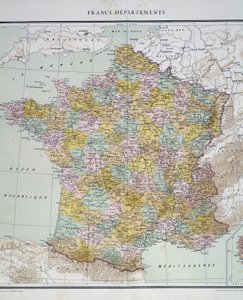 Carte : Départements de France. Atlas des années 1950.