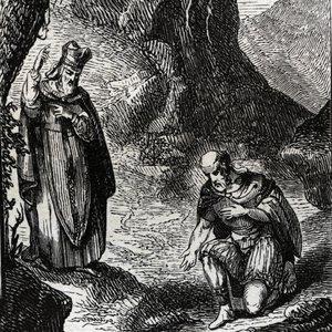 Martial de Limoges ou Saint Martial (IIIe siècle) convertissant le chef du peuple celtique Lemovices - Gravure de 1846 dans « Vies des saints ». Collection privée - Anonymous Anonymous