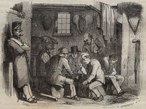 Repas des forçats au bagne de Rochefort au XIXe siècle. Gravure dans « Histoire des bagnes depuis leur création à nos jours » (1877) par Pierre Zaccone (1817-1895). Collection privée