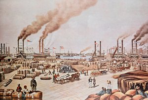 Port de la Nouvelle-Orléans (États-Unis) : Chargement de coton. 1876. Collection privée