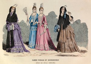 Costumes de dames nobles et bourgeoises aux XVIIe et XVIIIe siècles - Noble femme XVIIe siècle